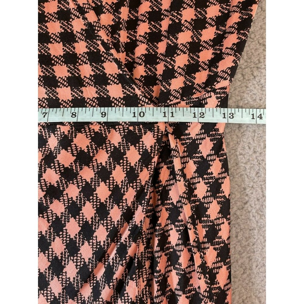 Topshop Women's Wrap Plunge V Neck Checkered Print Midi Dress Size 2 Small - Picture 9 of 11